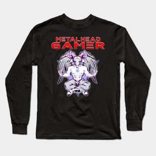 Metalhead Gamer Baphomet Meditate Red Long Sleeve T-Shirt